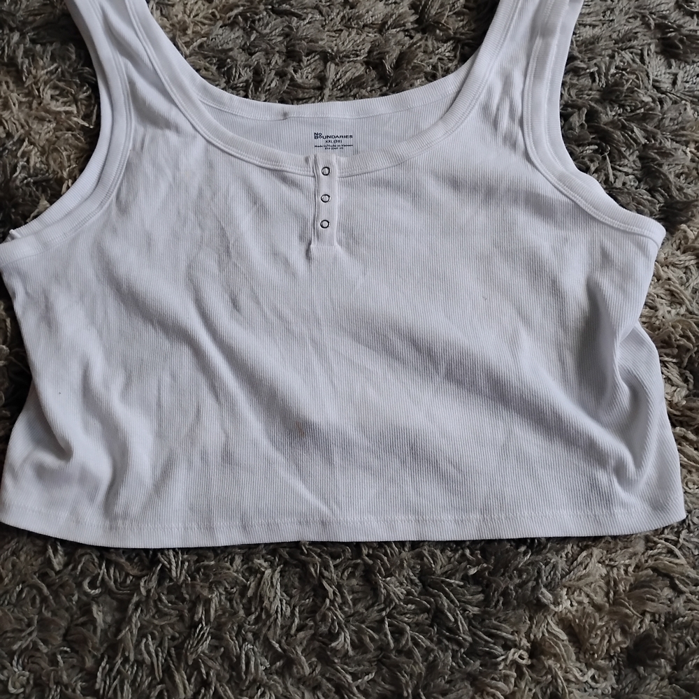 No Boundaries White Ribbed Crop Top